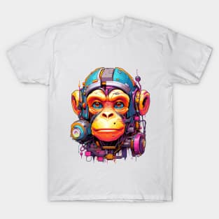 Cartoon monkey robot. T-Shirt, Sticker. T-Shirt